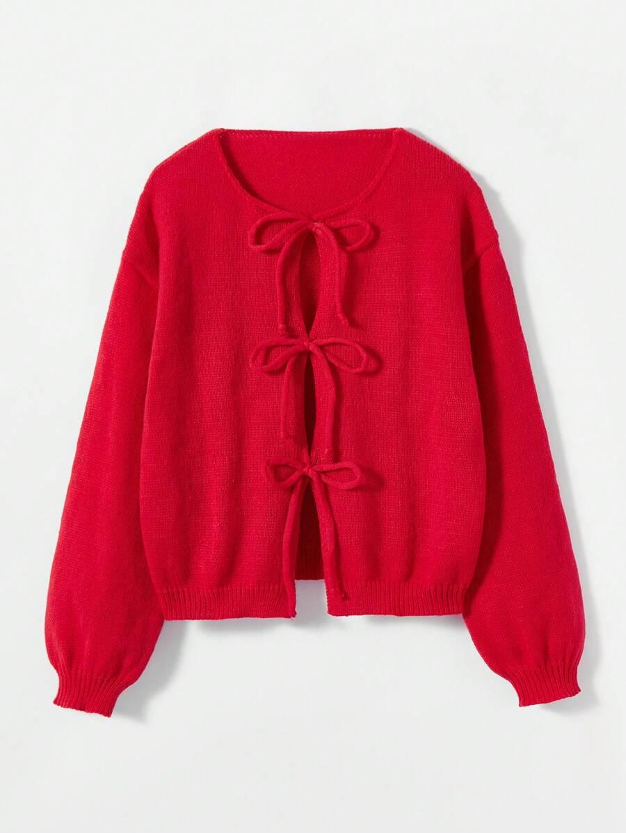 CZERWONY SWETER WIĄZANIE
