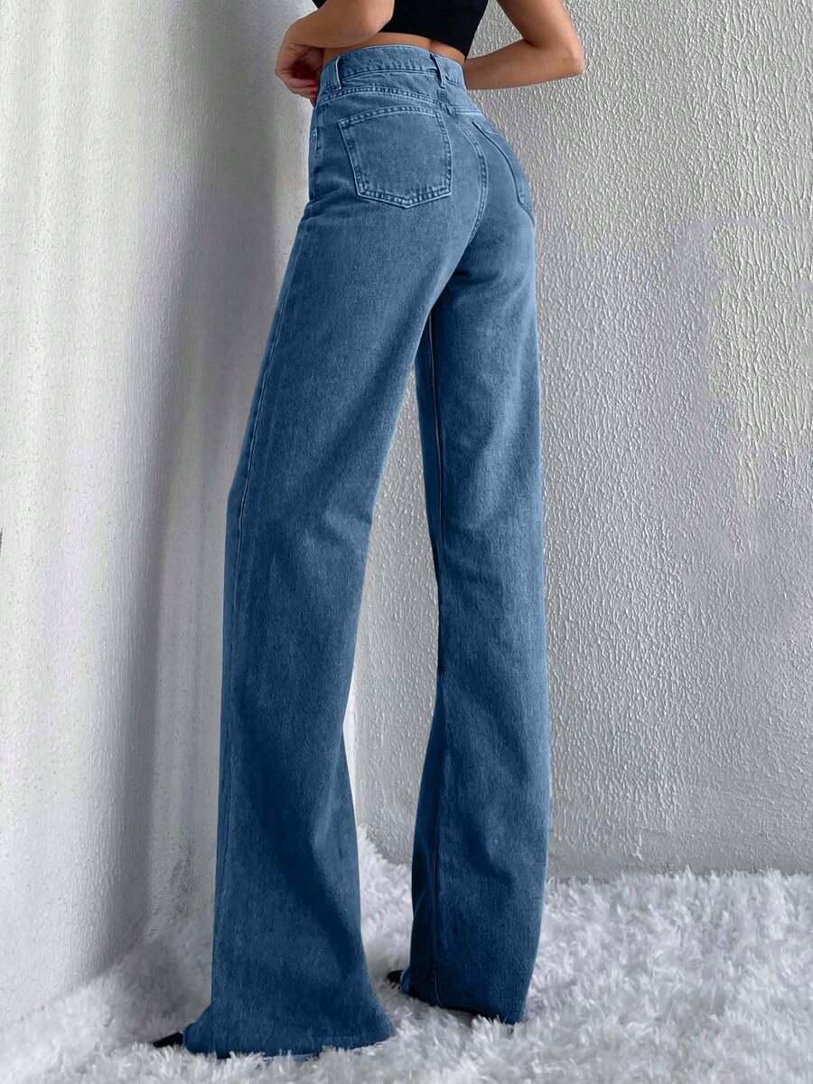 NIEBIESKIE SPODNIE JEANS WYSOKI STAN