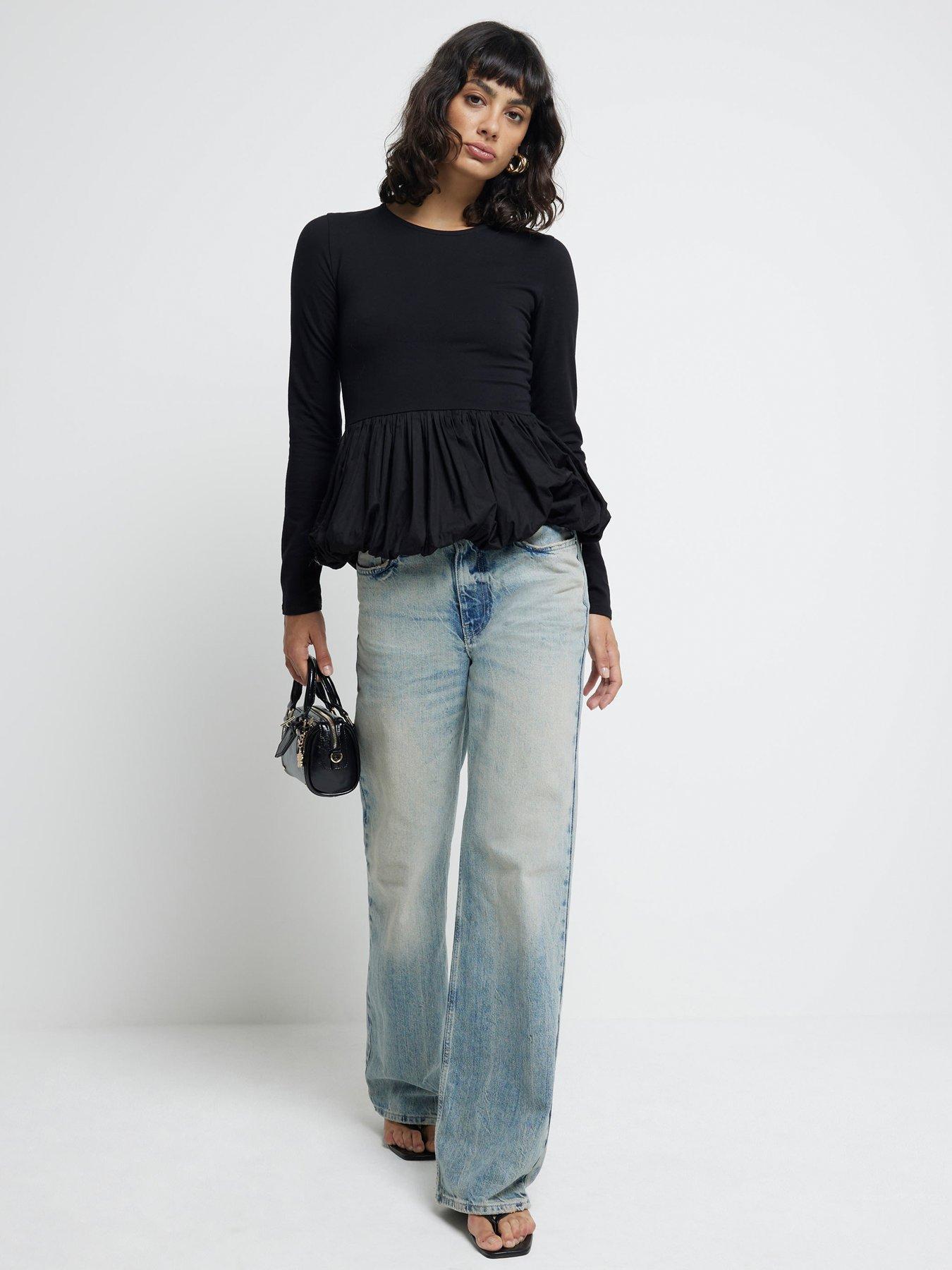 RIVER ISLAND BLUZKA Z BUFIASTĄ BASKINKĄ