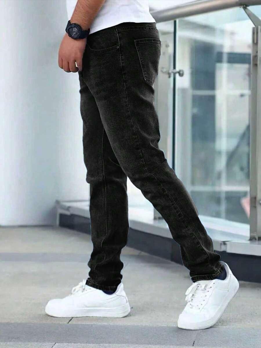 czarne spodnie jeans zamek kieszenie