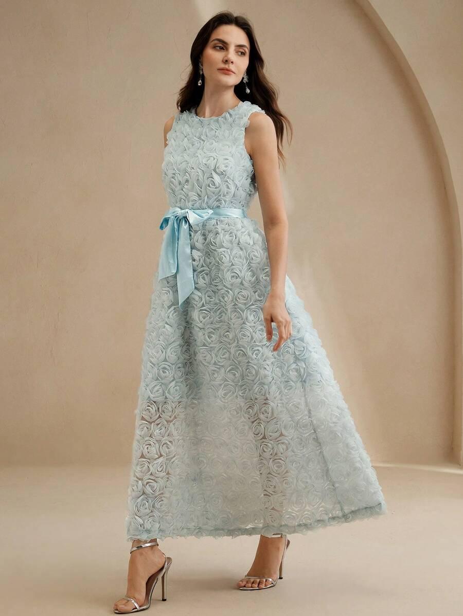 niebieska maxi sukienka kwiaty