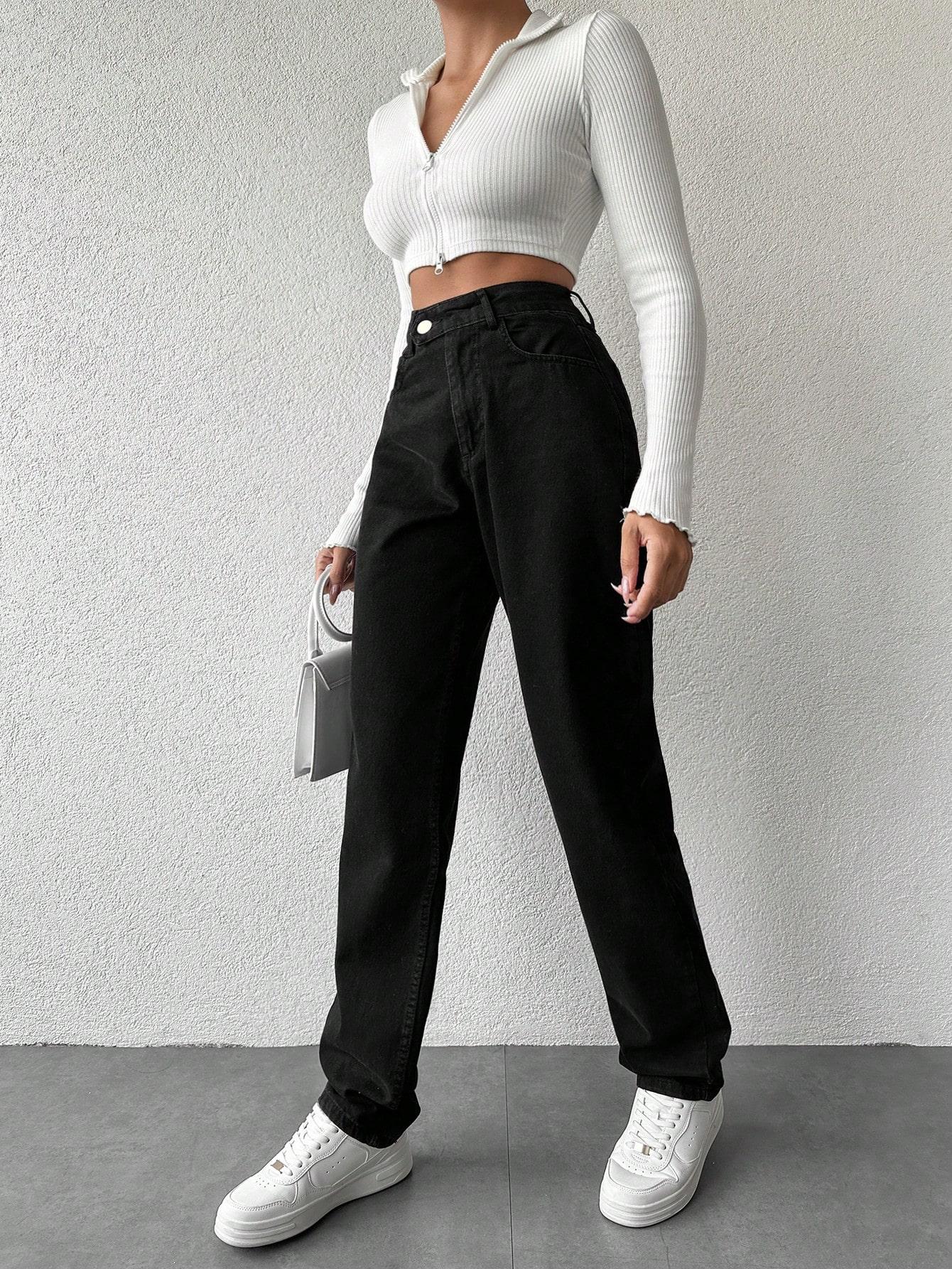 CZARNE SPODNIE JEANS