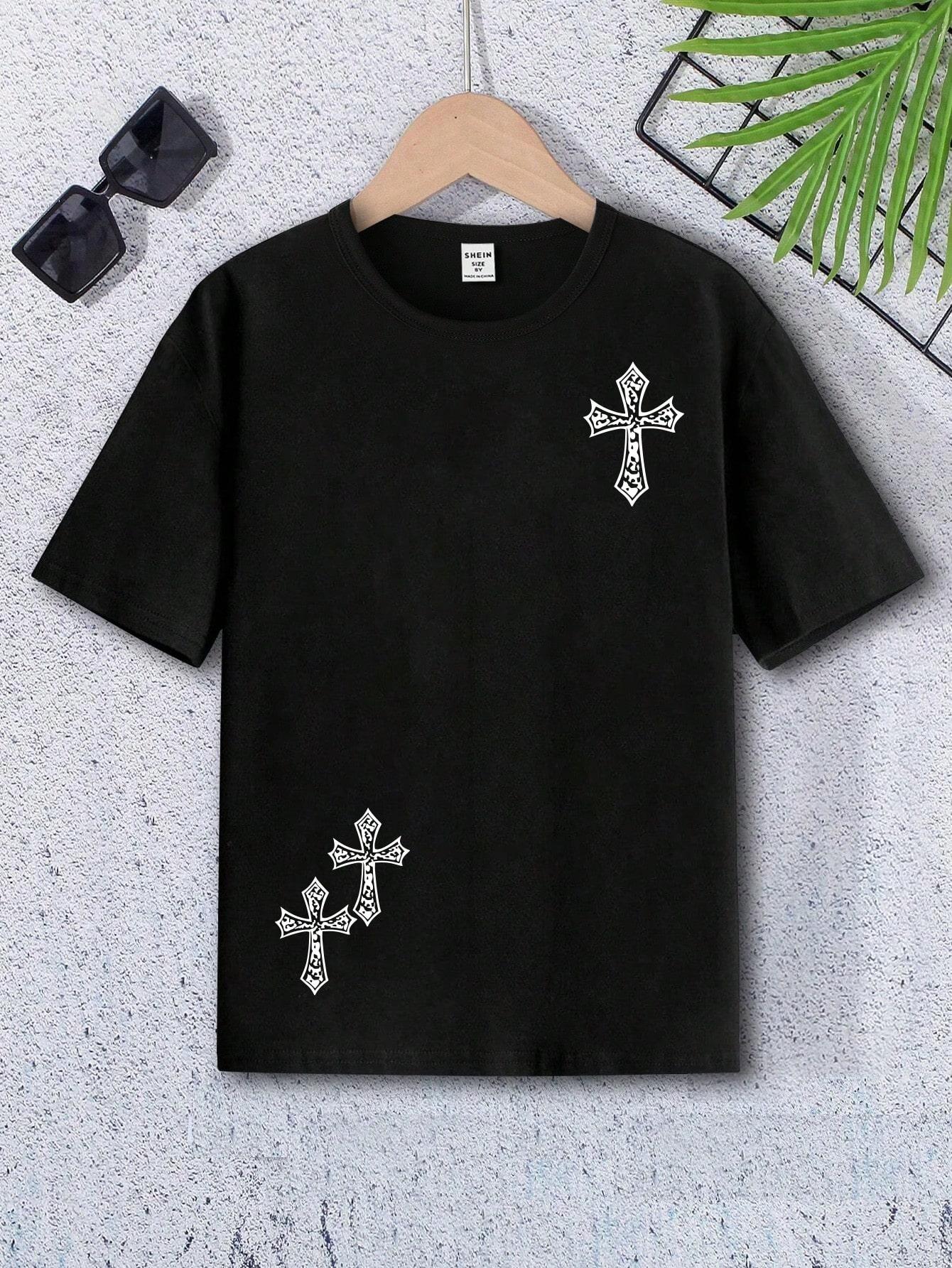 CZARNY T-SHIRT NADRUK