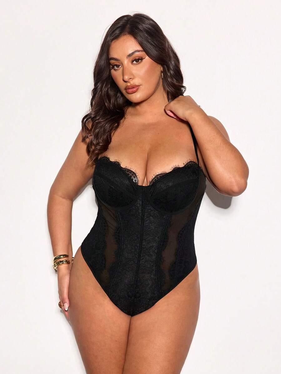 CZARNE KORONKOWE BODY