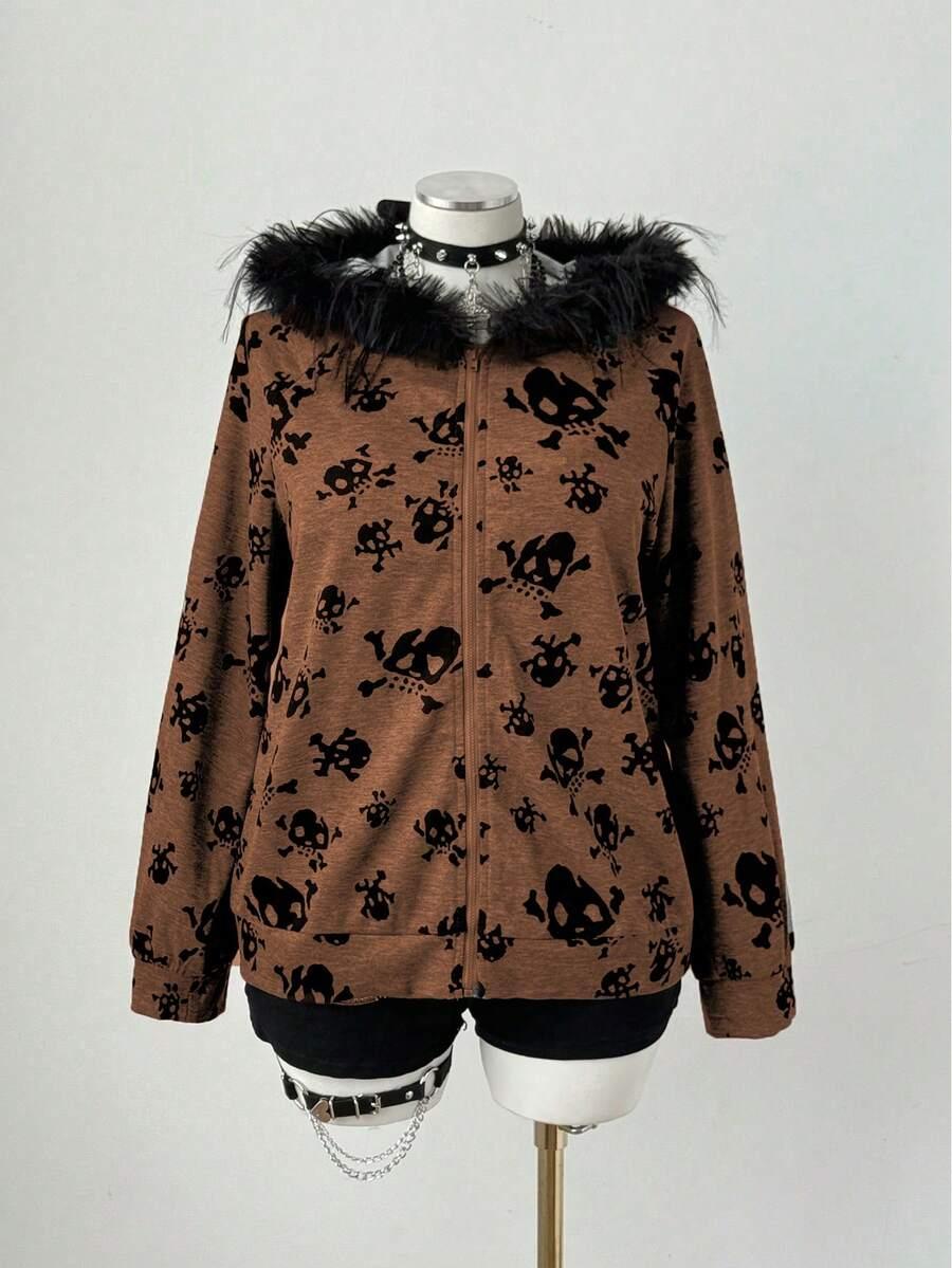 brązowa bluza print