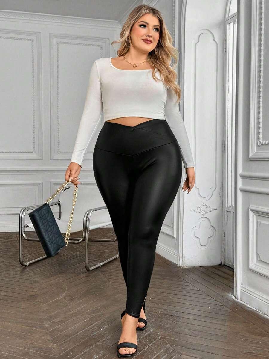LEGGINSY PLUS SIZE DŁUGA NOGAWKA WYSOKI STAN