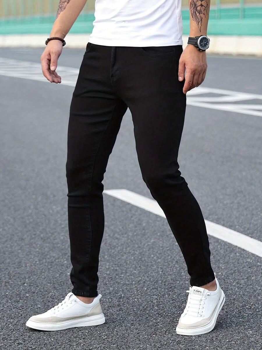CZARNE OCIEPLANE SPODNIE JEANS