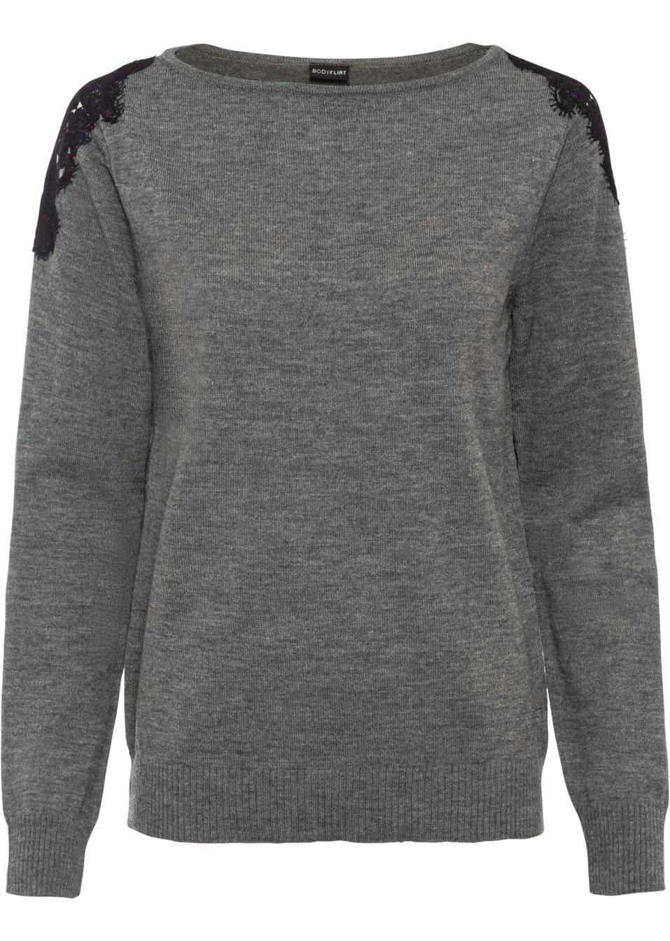 SWETER DAMSKI Z DŁUGIM RĘKAWEM KORONKA