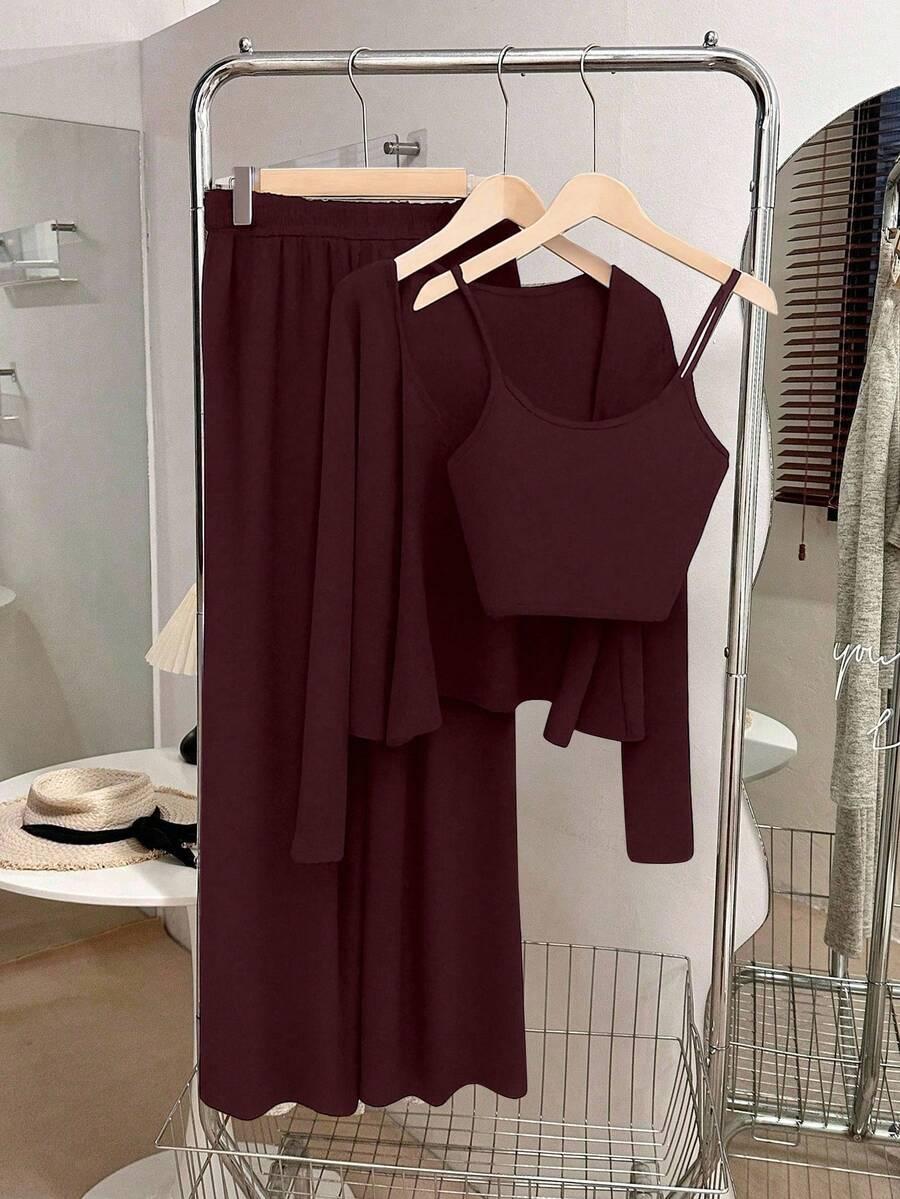 BORDOWY KOMPLET TOP SWETER SPODNIE
