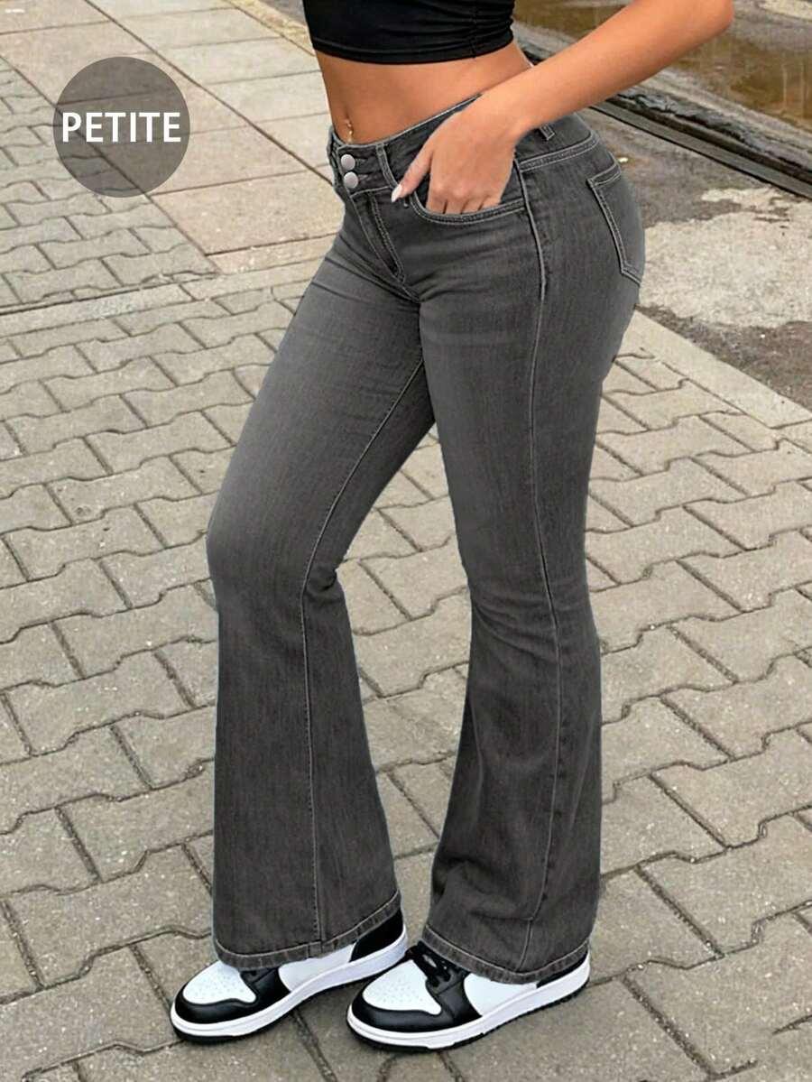 szare spodnie jeans dzwony