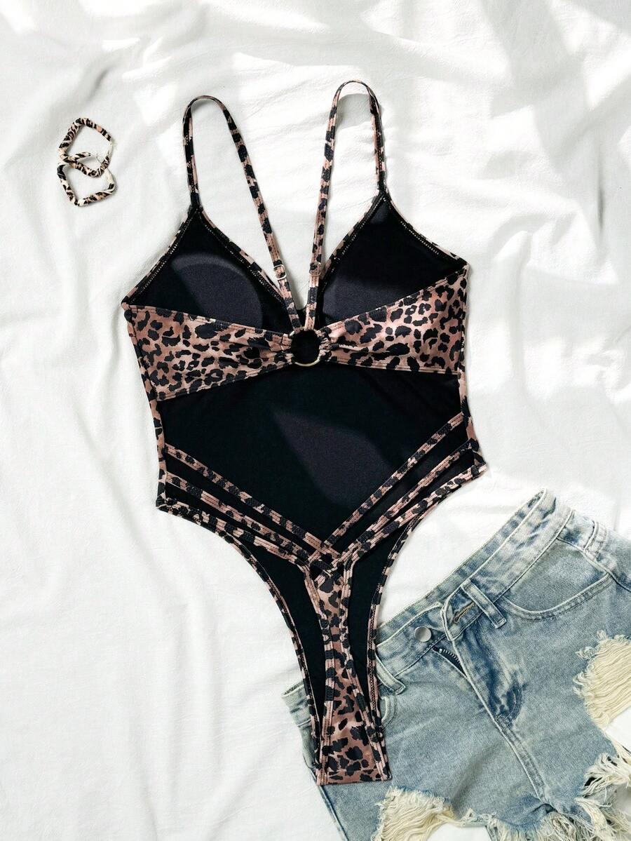 JEDNOCZĘŚCIOWY STRÓJ KĄPIELOWY ANIMAL PRINT ZDOBIENIE