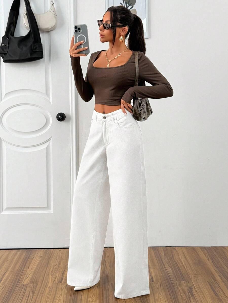BIAŁE SPODNIE JEANS