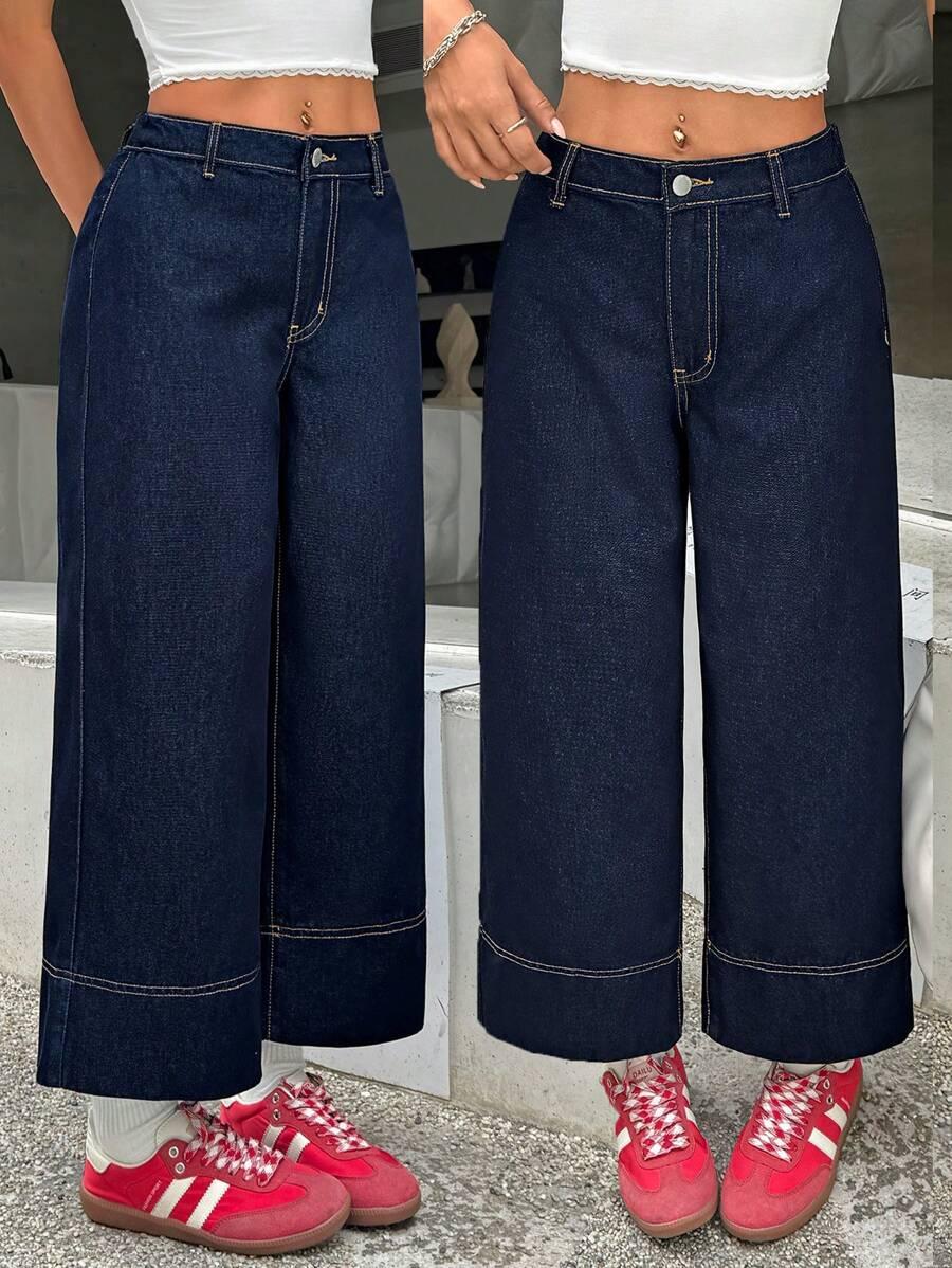 GRANATOWE SPODNIE JEANS