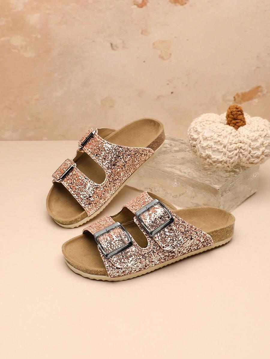 różowe klapki połysk sprzączka