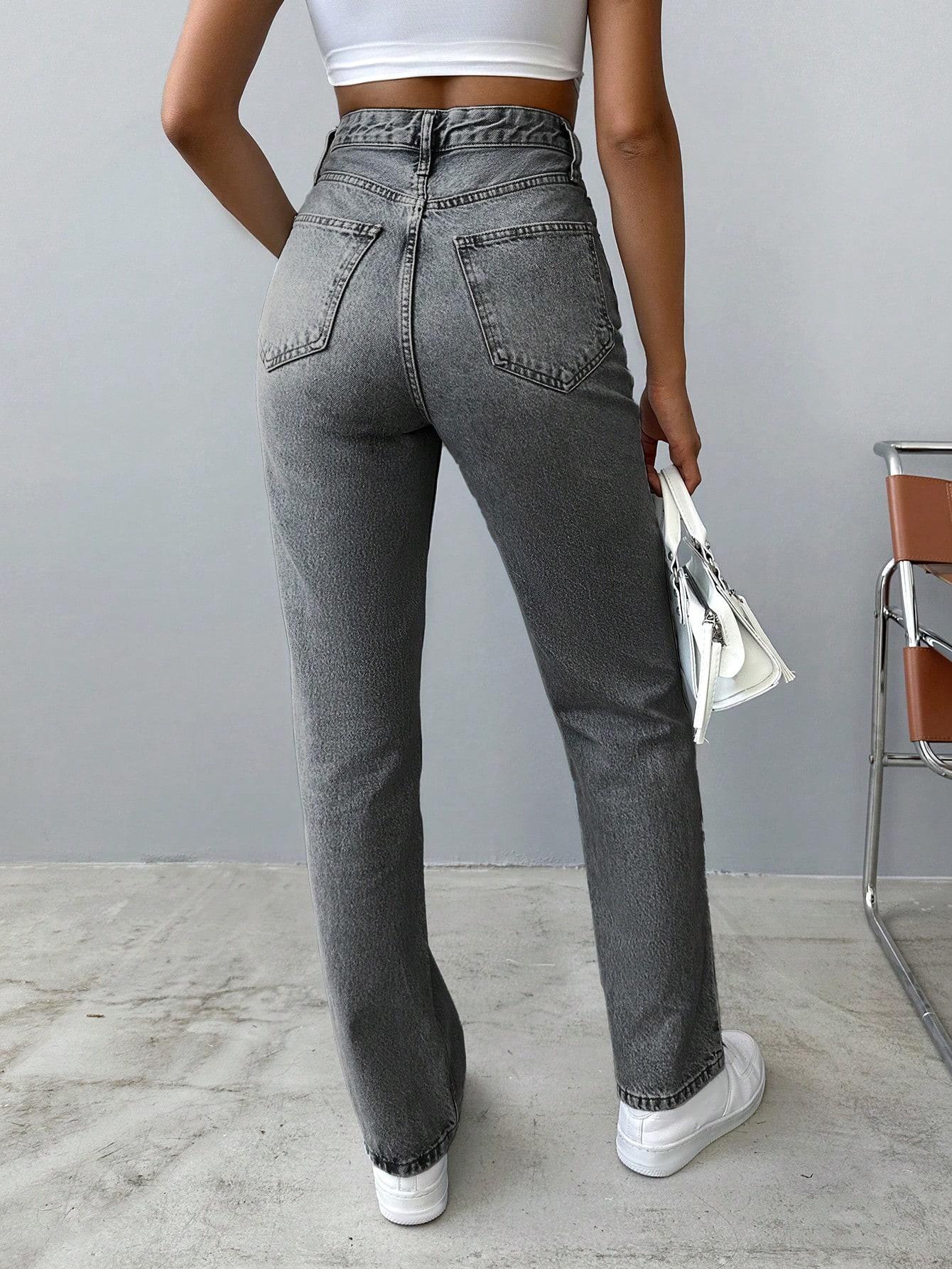SZARE PROSTE SPODNIE JEANS 