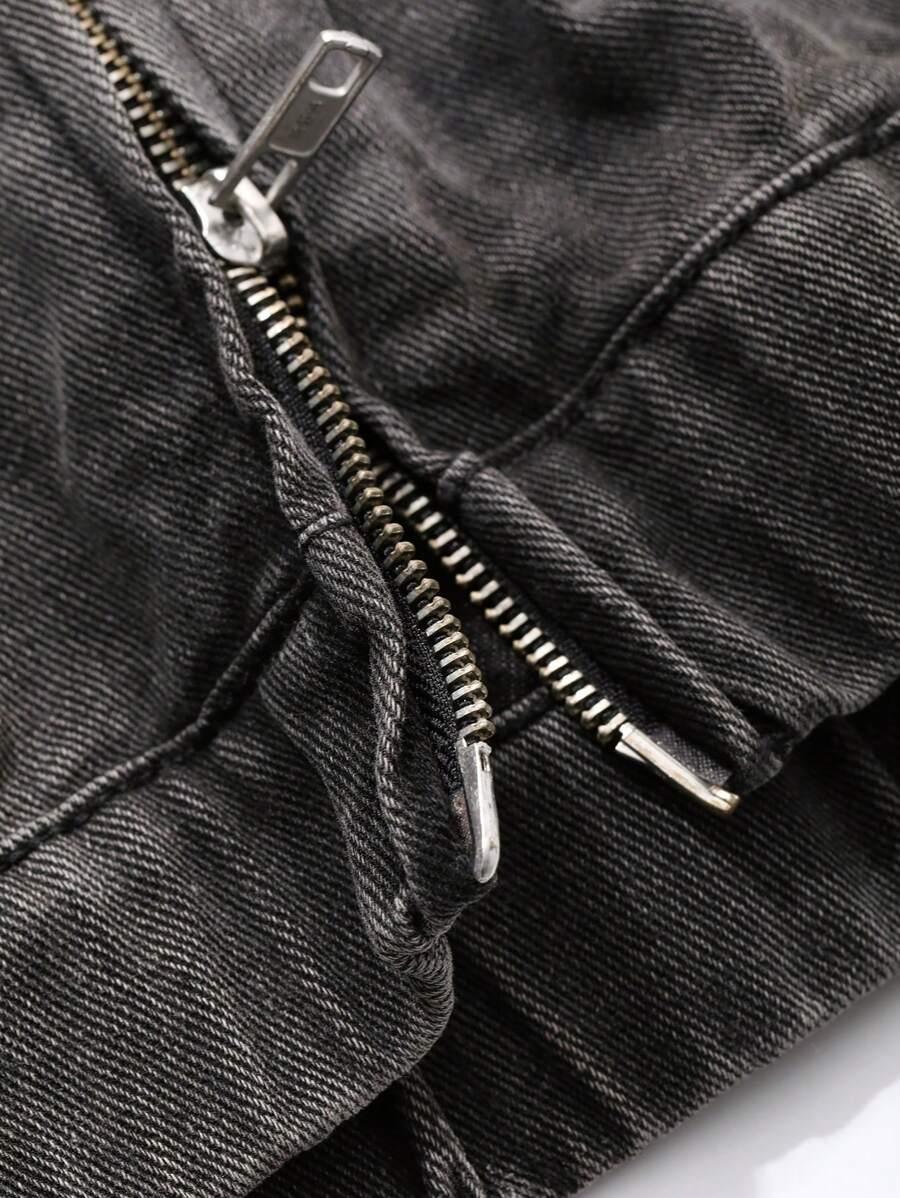 CZARNA KURTKA Z KAPTUREM JEANS