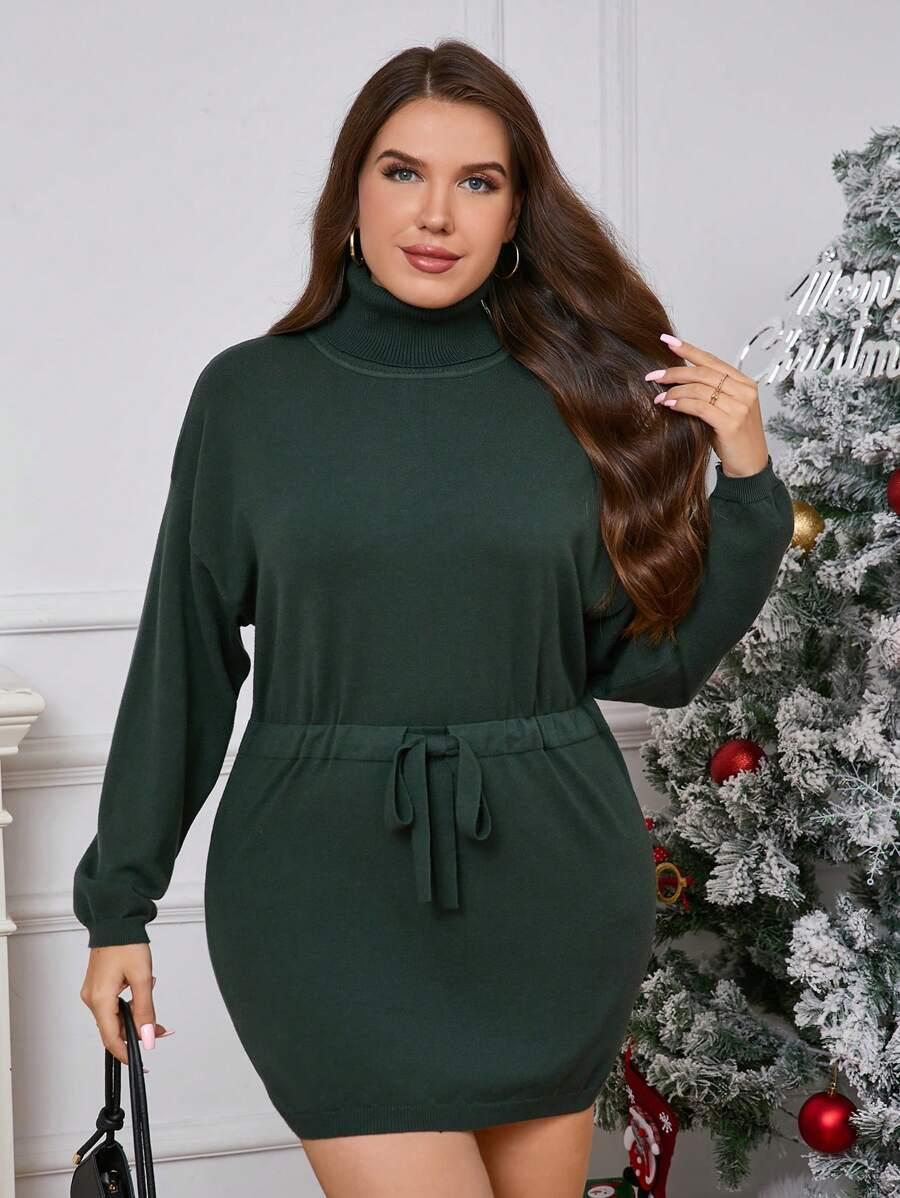 DZIANINOWA SUKIENKA PLUS SIZE Z GOLFEM
