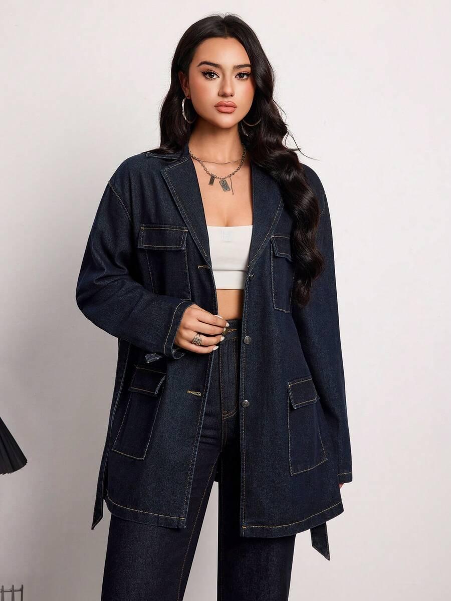 GRANATOWA KURTKA JEANS