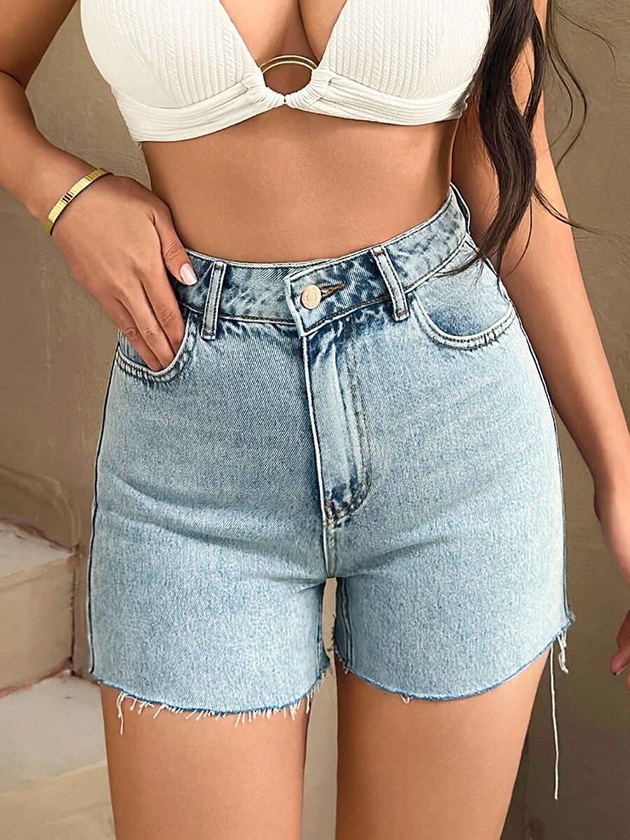 KRÓTKIE SPODENKI JEANS WYSOKI STAN KIESZENIE