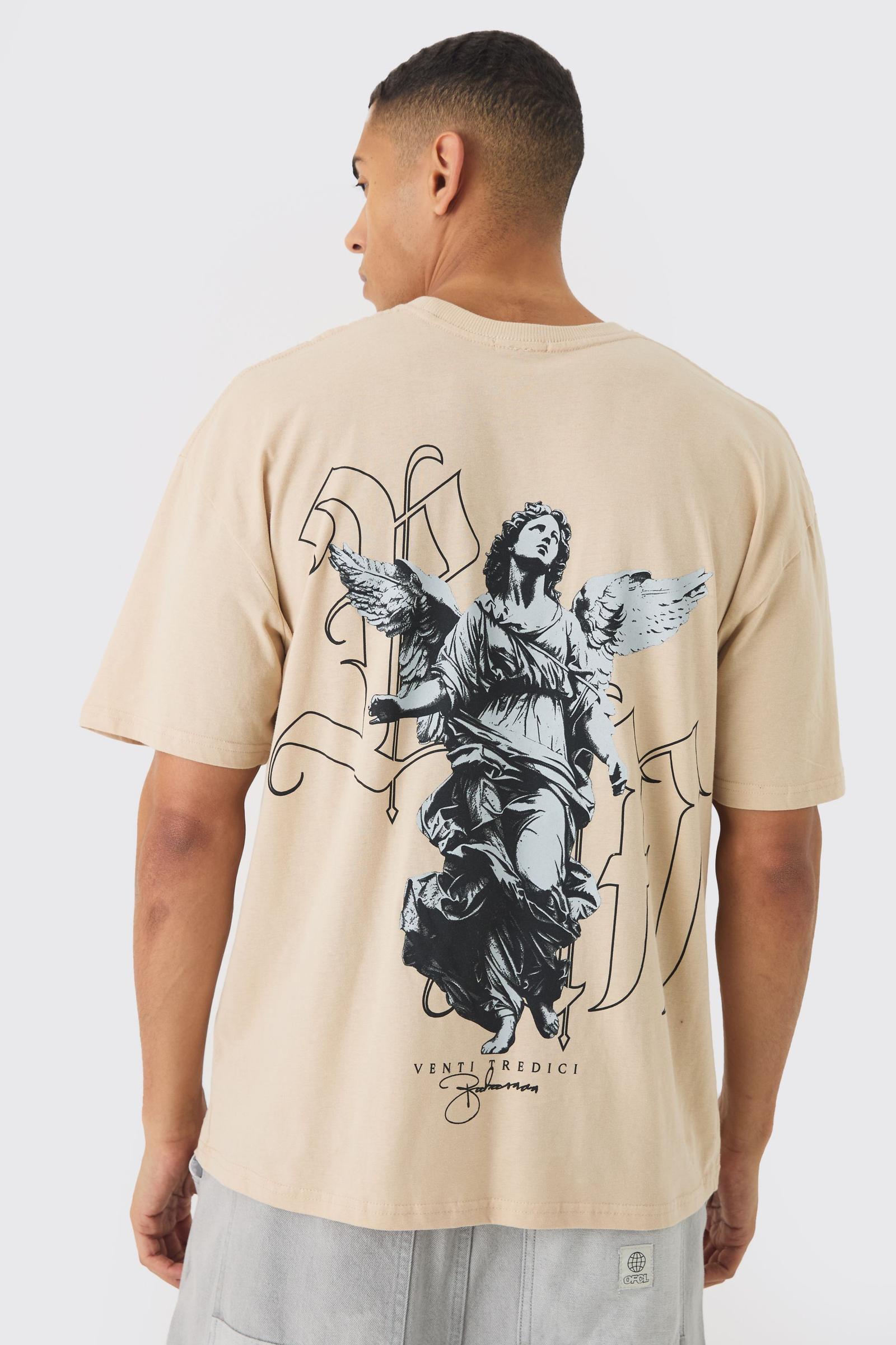 beżowy t-shirt nadruk 