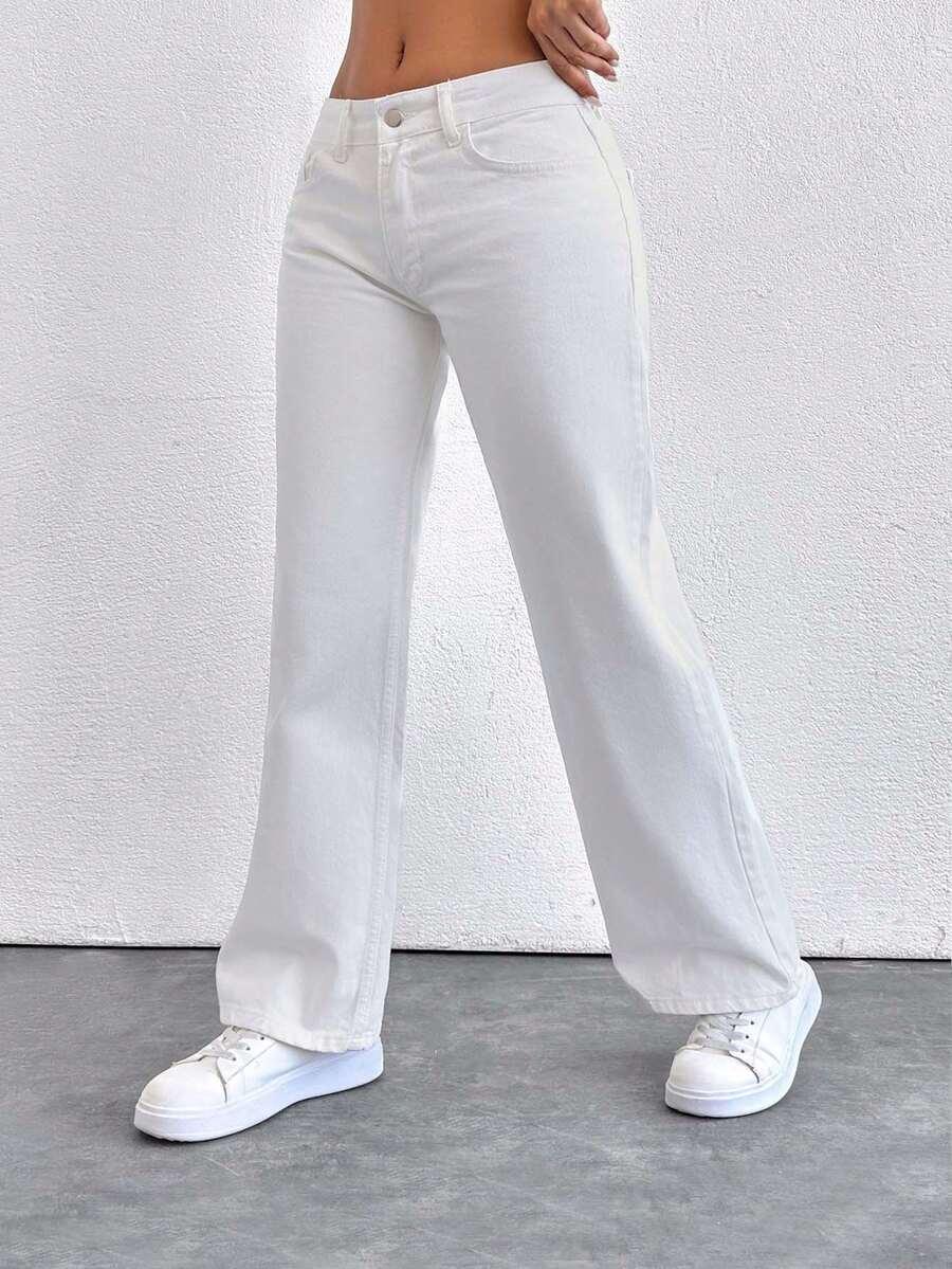BIAŁE SPODNIE JEANS