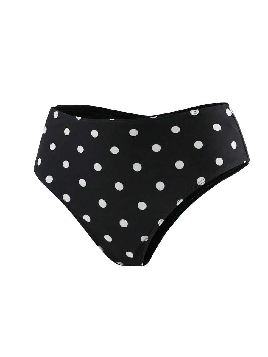 CZARNY DÓŁ OD BIKINI groszki