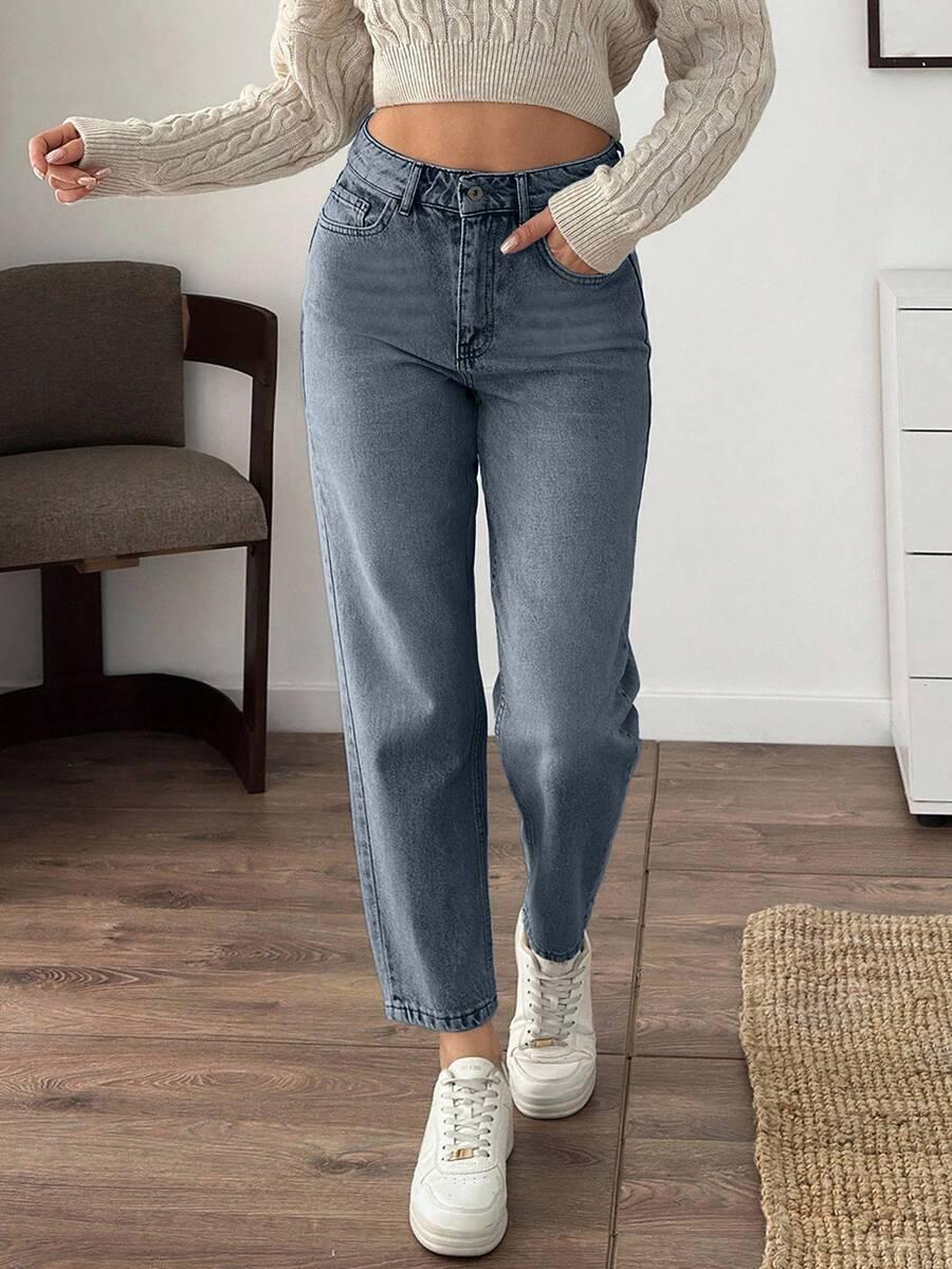 NIEBIESKIE SPODNIE JEANS WYSOKI STAN 