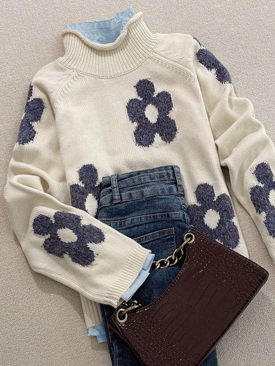 BEŻOWY SWETER PRINT 