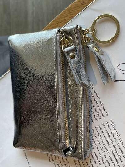 srebrna portmonetka zip 