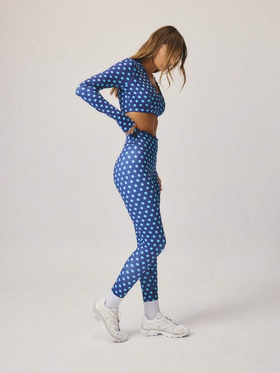 KOMPLET TOP LEGGINSY WZÓR GROSZKI 