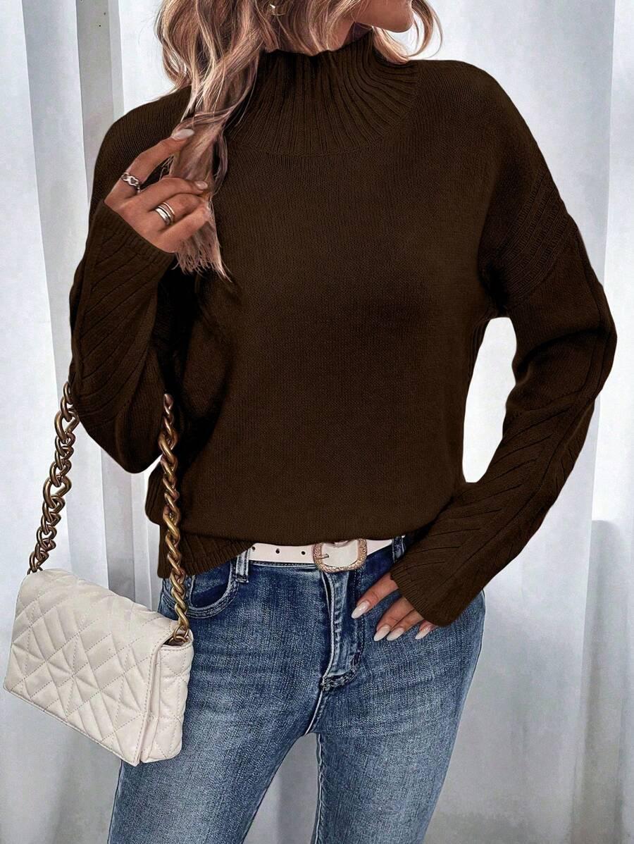 brązowy sweter długi rękaw