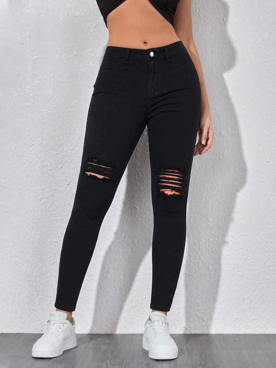 CZARNE SPODNIE JEANS