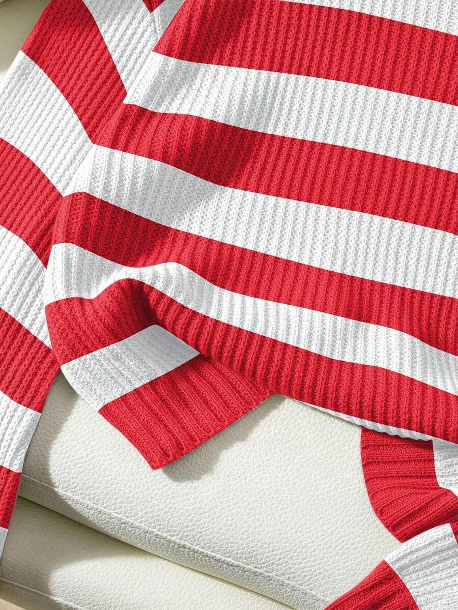 sweter długi rękaw wzór paski