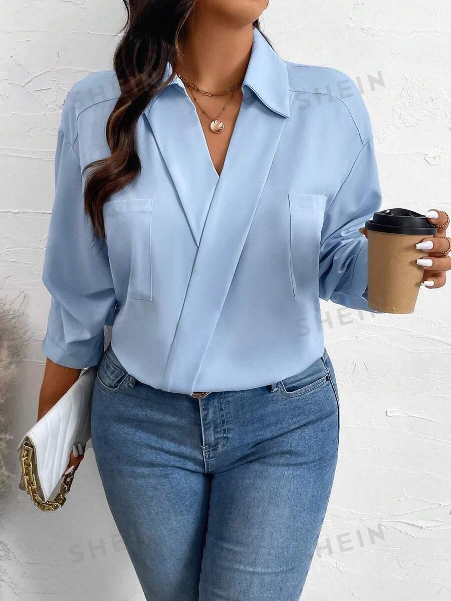NIEBIESKA BLUZKA V-NECK