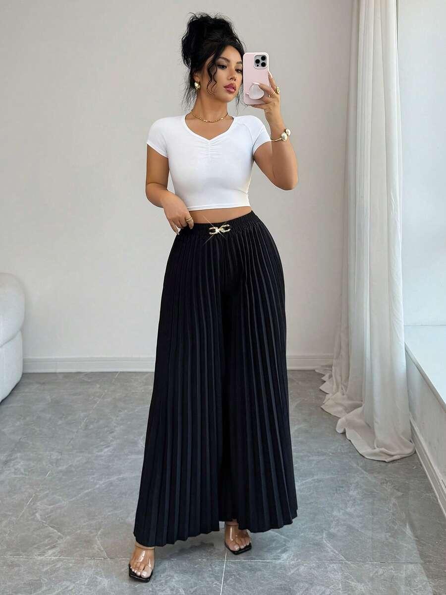 CZARNE ELEGANCKIE SPODNIE