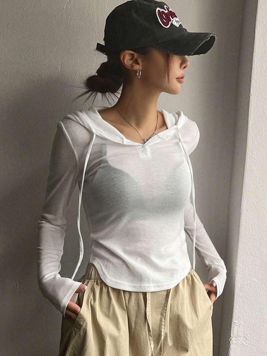 biały t-shirt długi rękaw