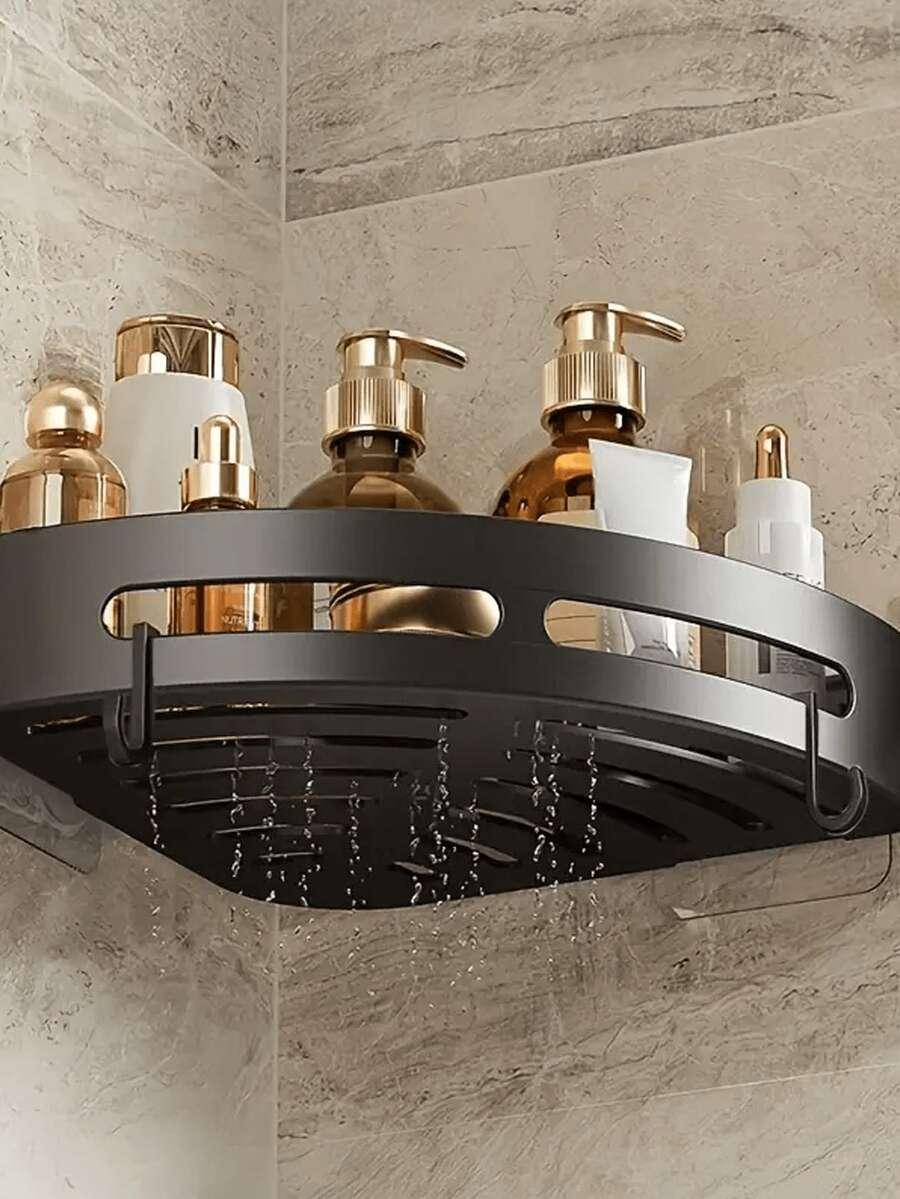 czarna półka narożna łazienkowa 3-pack