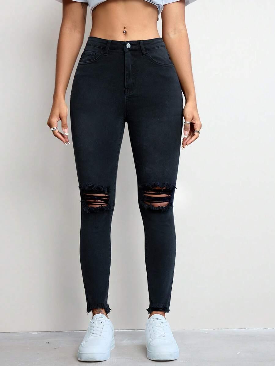 CZARNE SPODNIE JEANS