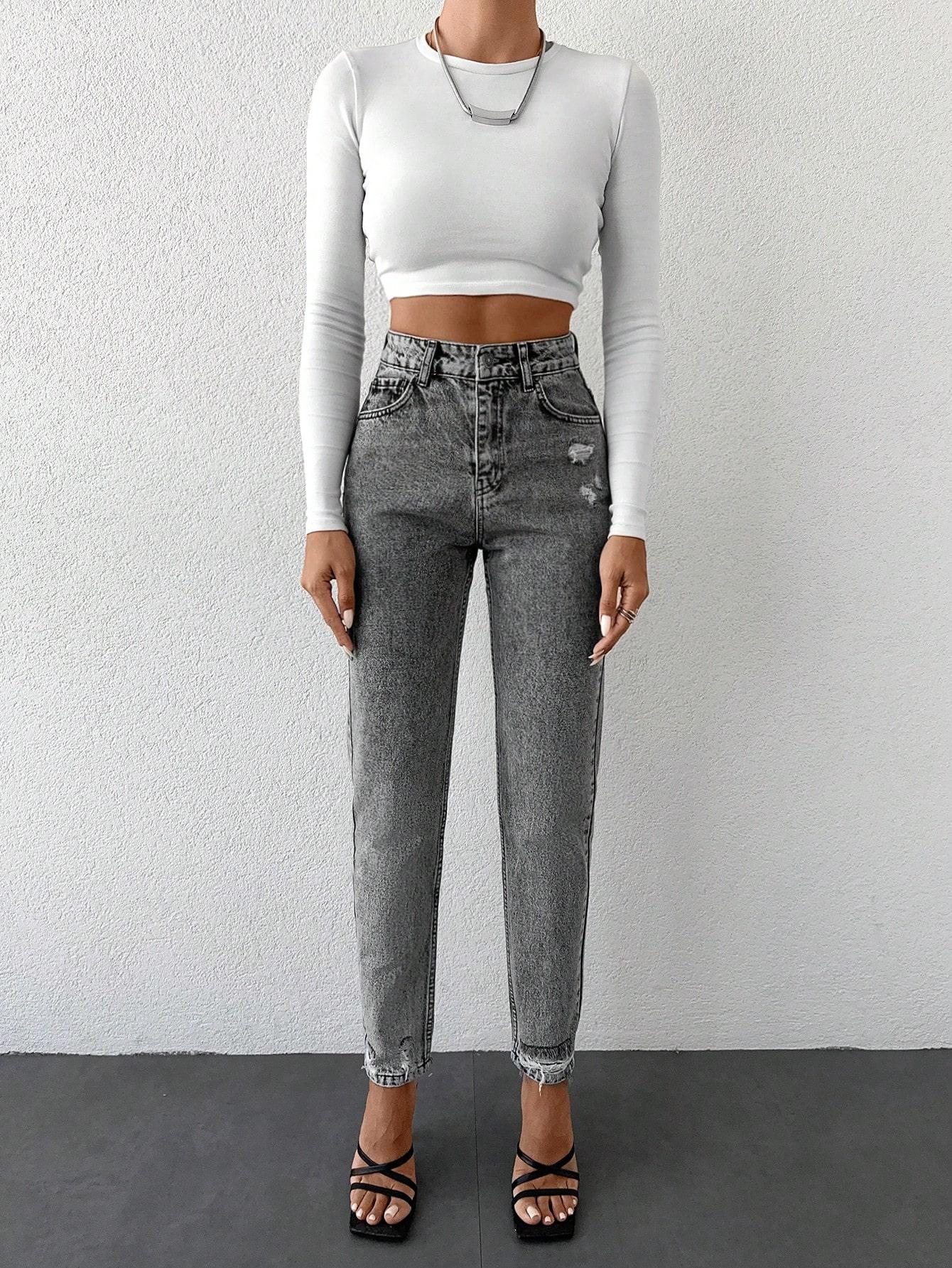 SZARE SPODNIE JEANS 