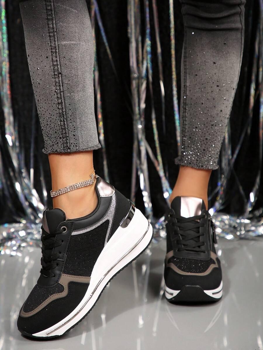 czarne buty sportowe na koturnie 
