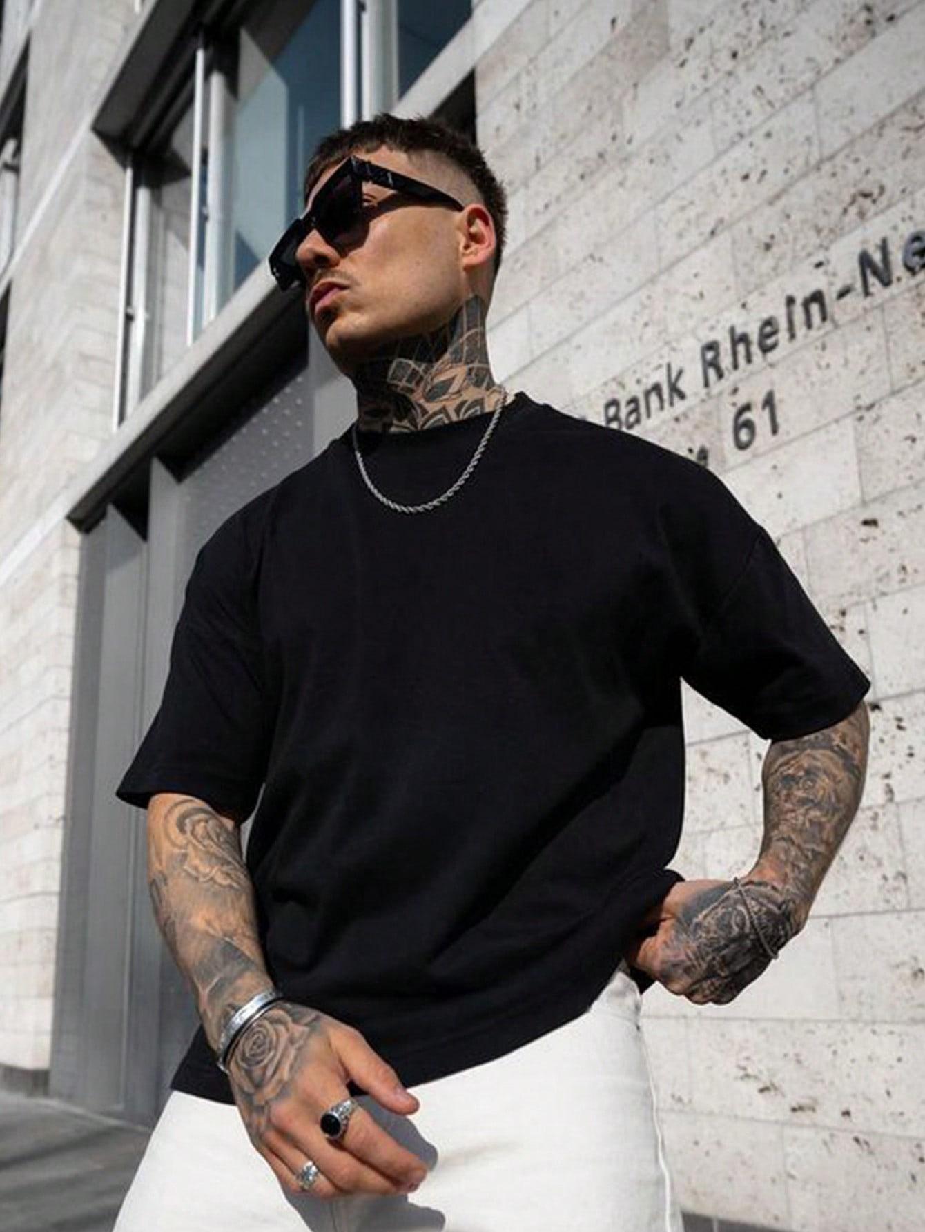 CZARNY T-SHIRT CASUAL 
