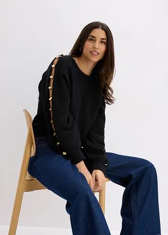 czarny sweter guziki 