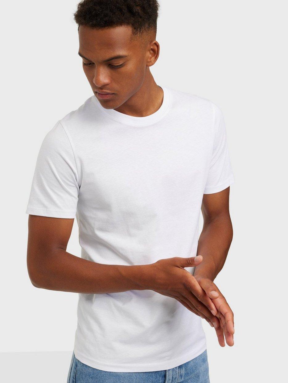 klasyczny gładki biały t-shirt okrągły dekolt