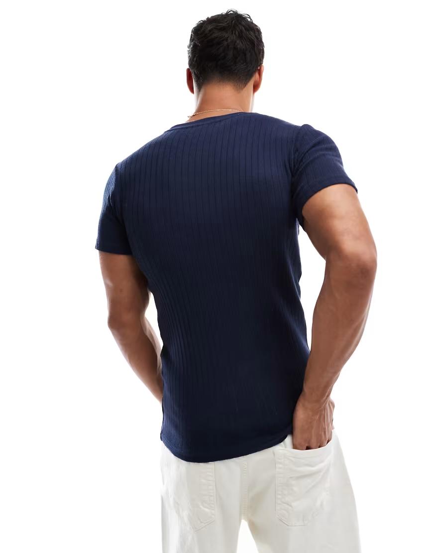 GRANATOWY T-SHIRT KRÓTKI RĘKAW