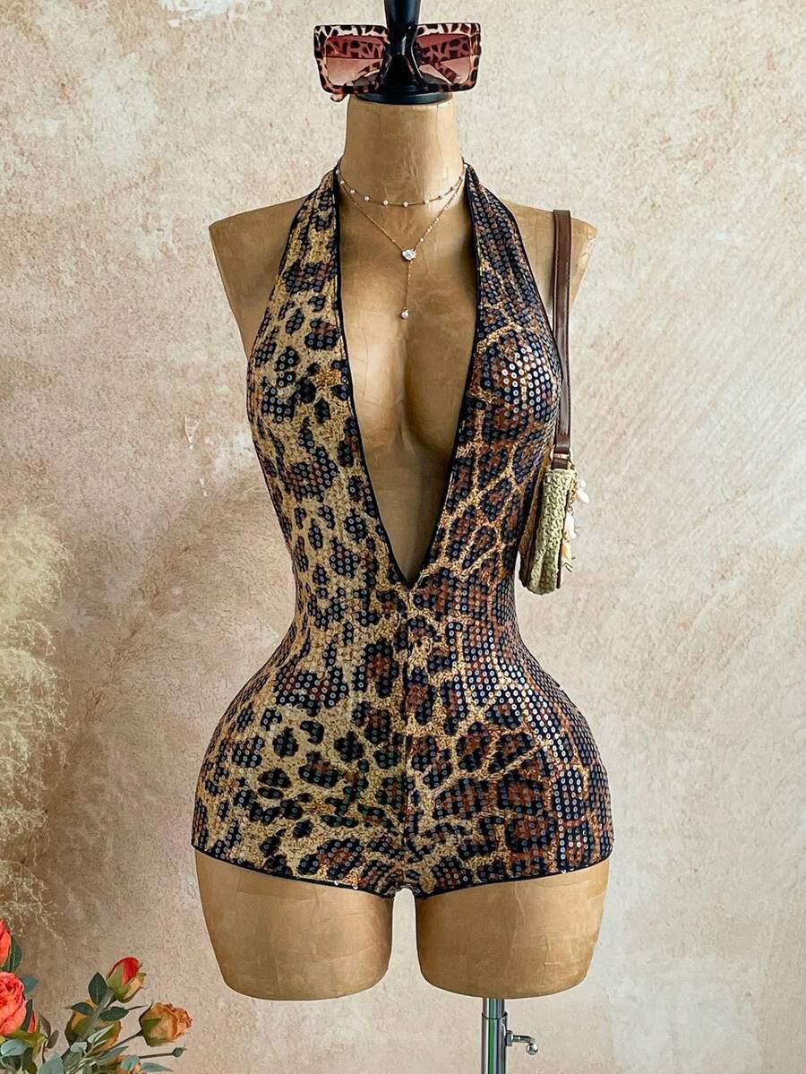 kombinezon cekiny animal print