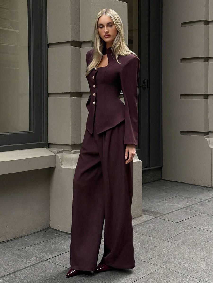 eleganckie bordowe spodnie