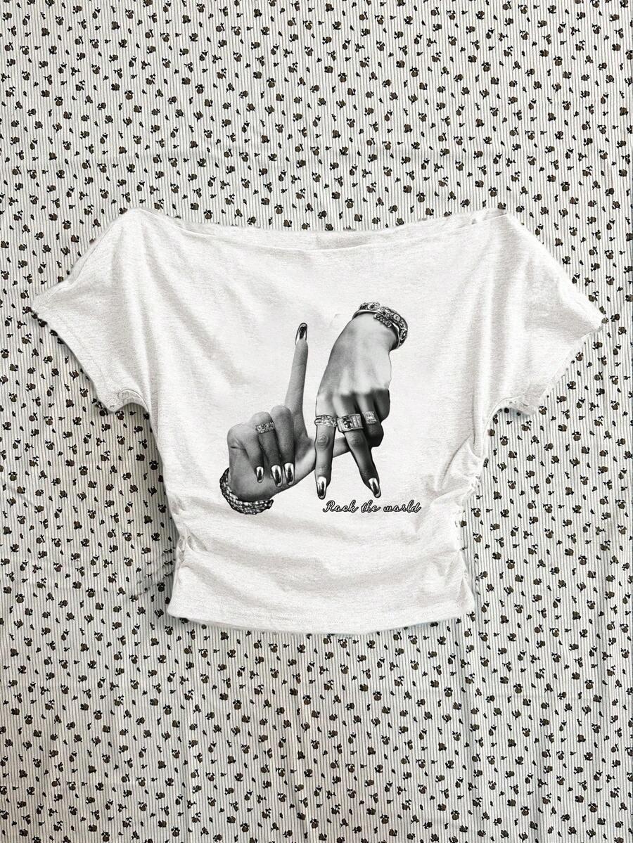biały t-shirt nadruk