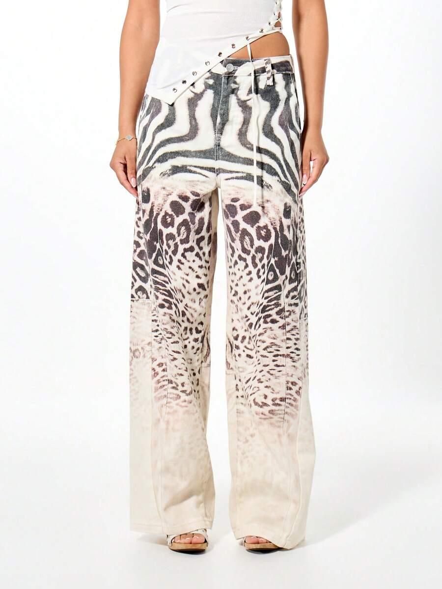 jeansy animal print 