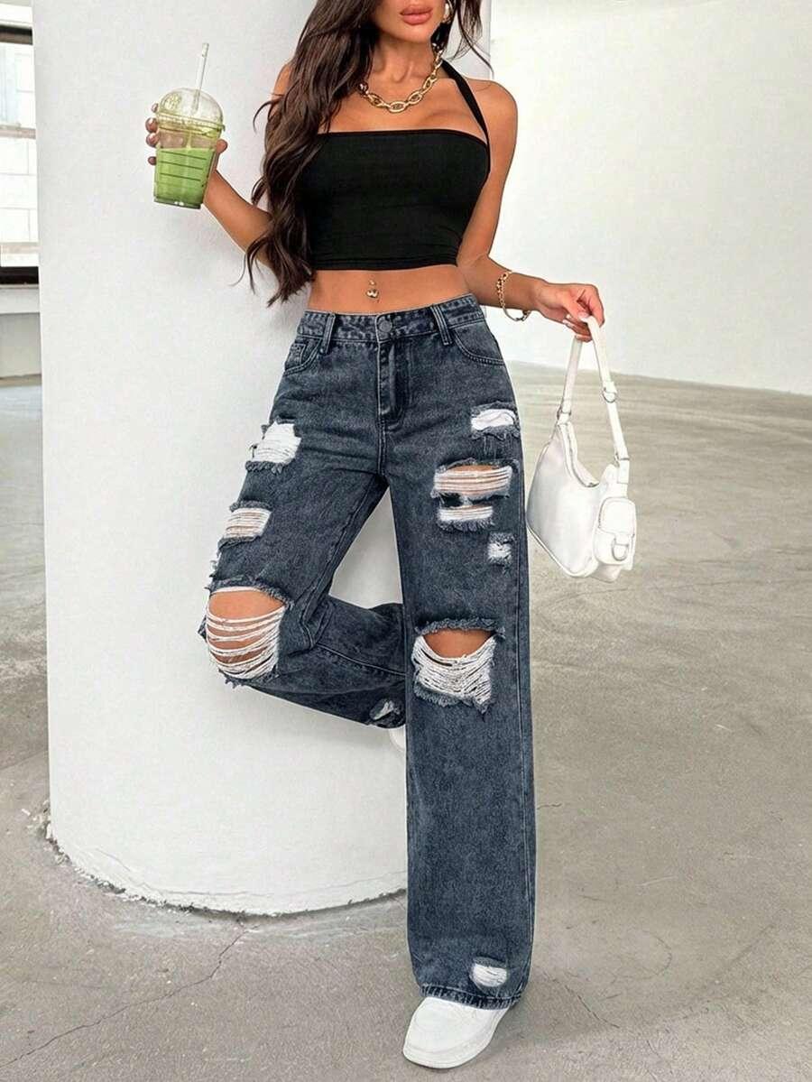 spodnie jeansowe przetarcia