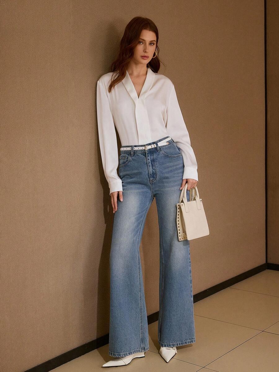 BIAŁA KOSZULA V-NECK